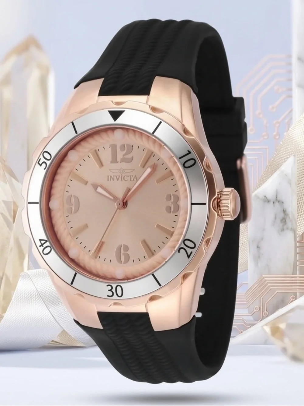 Invicta Angel Divine Messenger Of Time- 38MM Rose Gold Plated Trinite Glow Watch